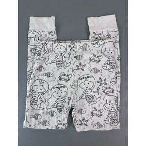 Caden Lane girls youth 7/8 black‎ white mermaid sea life snug fit pajama pants